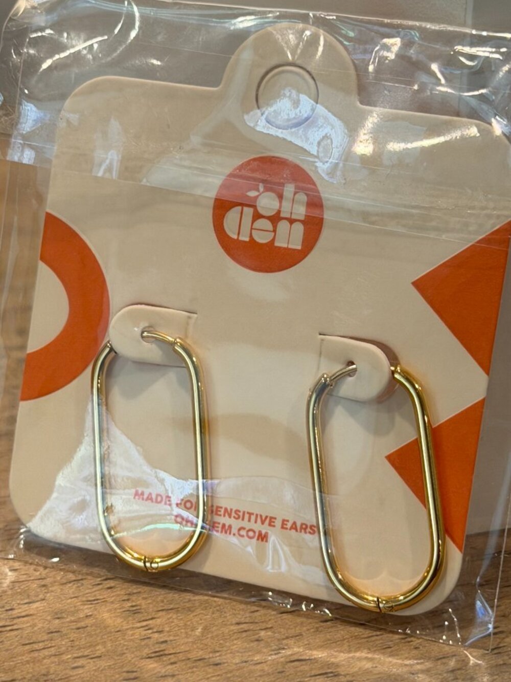 Oh Clem 18k Gold PVD Waterproof Rectangular Huggies NWT - Picture 3 of 5